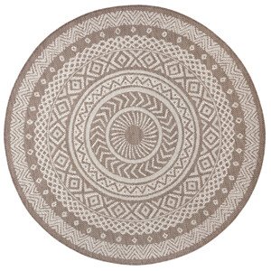 Kusový koberec Mujkoberec Original Flatweave 104854 Light-brown/Cream kruh – na ven i na doma - 120x120 (průměr) kruh cm Mujkoberec Original