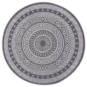 Kusový koberec Mujkoberec Original Flatweave 104857 Grey/Silver kruh – na ven i na doma - 120x120 (průměr) kruh cm Mujkoberec Original