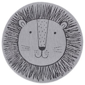 Dětský kusový koberec Mujkoberec Original Flatweave Kids Rugs 104883 Silver/Grey kruh – na ven i na doma - 160x160 (průměr) kruh cm Mujkoberec Original