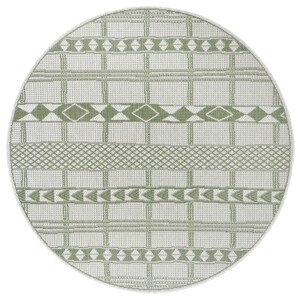 Kusový koberec Mujkoberec Original Flatweave 104853 Green/Cream kruh – na ven i na doma - 120x120 (průměr) kruh cm Mujkoberec Original