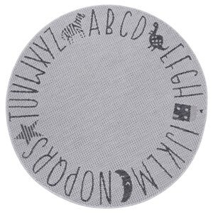 Dětský kusový koberec Mujkoberec Original Flatweave 104887 Silver/Grey kruh – na ven i na doma - 120x120 (průměr) kruh cm Mujkoberec Original