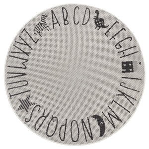 Dětský kusový koberec Mujkoberec Original Flatweave 104884 Cream/Black kruh – na ven i na doma - 120x120 (průměr) kruh cm Mujkoberec Original