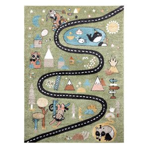 Dětský kusový koberec Fun Route Street animals green - 120x170 cm Dywany Łuszczów