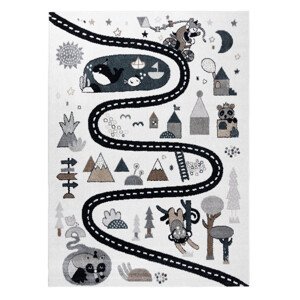 Dětský kusový koberec Fun Route Street animals cream - 80x150 cm Dywany Łuszczów