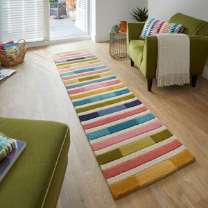 Ručně všívaný kusový koberec Illusion Piano Pink/Multi - 60x230 cm Flair Rugs koberce