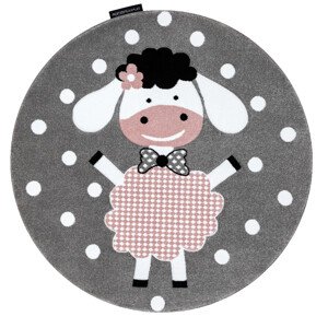Dětský kusový koberec Petit Dolly sheep grey kruh - 120x120 (průměr) kruh cm Dywany Łuszczów