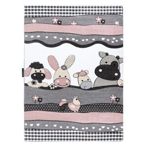 Dětský kusový koberec Petit Farm animals pink - 140x190 cm Dywany Łuszczów
