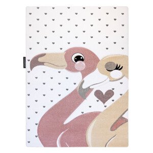 Dětský kusový koberec Petit Flamingos hearts cream - 120x170 cm Dywany Łuszczów