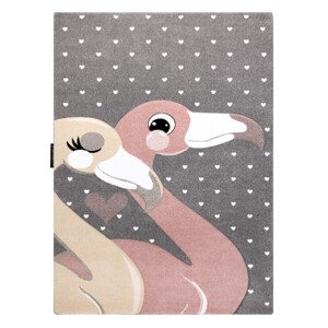 Dětský kusový koberec Petit Flamingos hearts grey - 140x190 cm Dywany Łuszczów