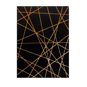 Kusový koberec Gloss 406C 86 geometric black/gold - 160x220 cm Dywany Łuszczów