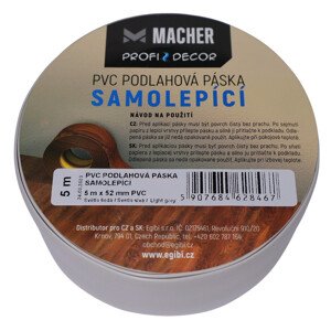 PVC podlahová páska SAMOLEPÍCÍ světle šedá - Délka: 5 m Macher