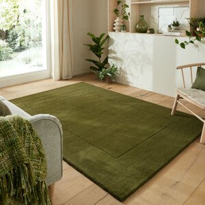Kusový ručně tkaný koberec Tuscany Textured Wool Border Green - 200x290 cm Flair Rugs koberce