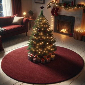 Vánoční kusový koberec Eton vínově červený kruh - 160x160 (průměr) kruh cm Vopi koberce