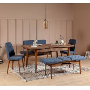 ASIR Jídelní set stůl, židle VINA ořech, modrá