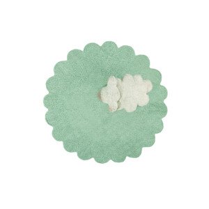 Lorena Canals Bio koberec kusový, ručně tkaný Puffy Sheep bílá, zelená 140x140 kytka